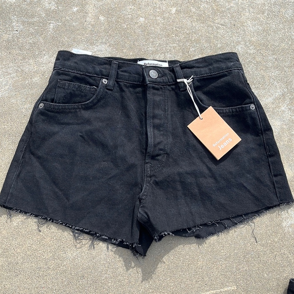 Reformation Black Denim Jean Shorts